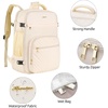 image:imageKROSIAS Travel Backpack for Women Carry On Backpack for Airplanes Flight Approved Waterproof Large Weekender Overnight Bag Fit 17 Inch Laptop with USB Charging Port Beige