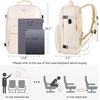 image:imageKROSIAS Travel Backpack for Women Carry On Backpack for Airplanes Flight Approved Waterproof Large Weekender Overnight Bag Fit 17 Inch Laptop with USB Charging Port Beige