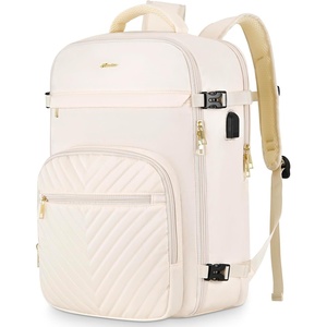 image:imageKROSIAS Travel Backpack for Women Carry On Backpack for Airplanes Flight Approved Waterproof Large Weekender Overnight Bag Fit 17 Inch Laptop with USB Charging Port Beige